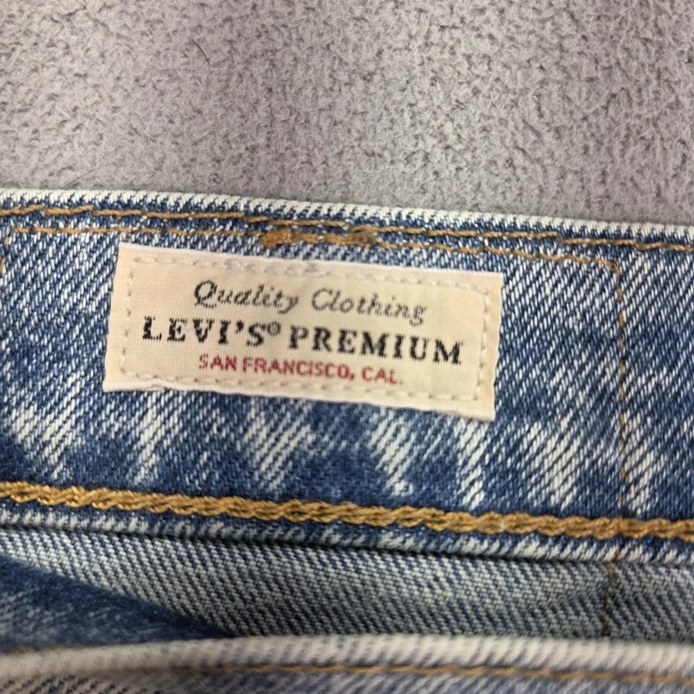 Levis Premium 502 Jeans Mens Selvedge Light Wash‎ Blue Paint Splatter Fits 31x30